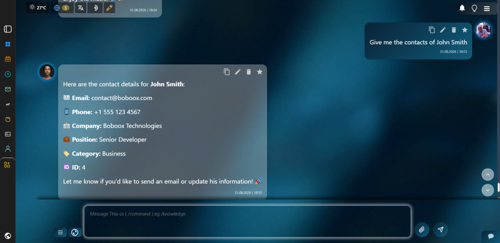 Thia Aide AI Assistant – Contacts Management