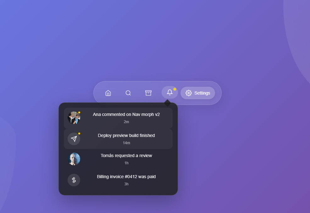Glassmorphism Navigation Template