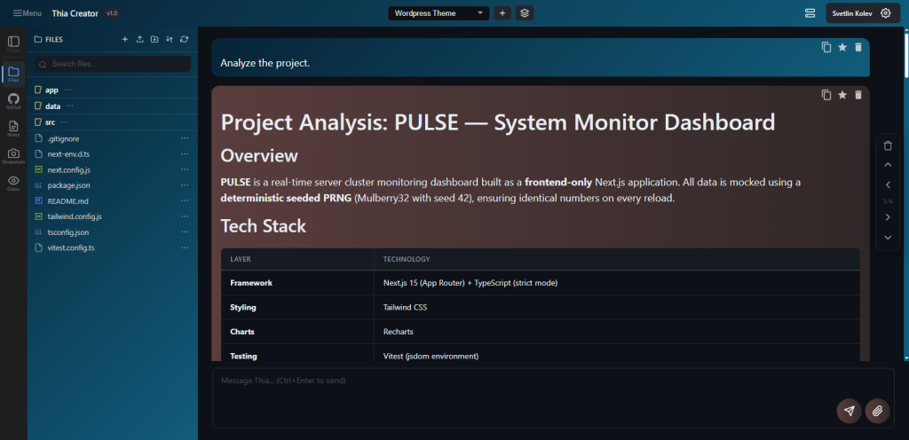Thia Creator – Project Analysis and ToDo List