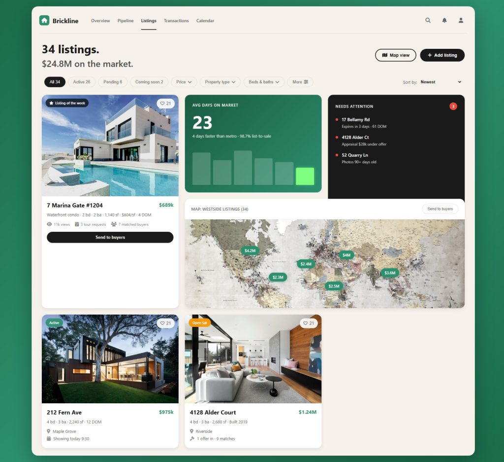 Properties Dashboard Website Design Template
