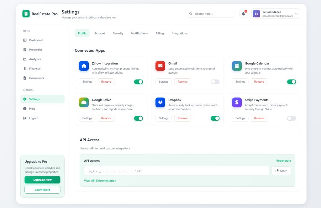 App Account Dashboard Website Design Template