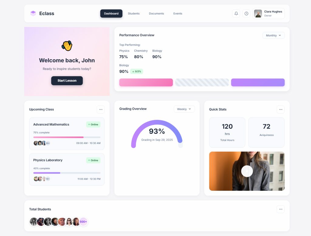 School Dashboard Website Design Template