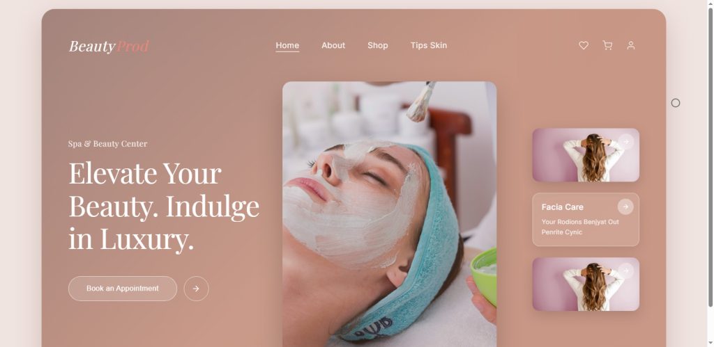 Beauty Center Hero Section Website Design Template