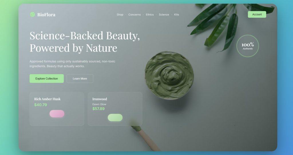 Cosmetics Store Hero Section Website Design Template