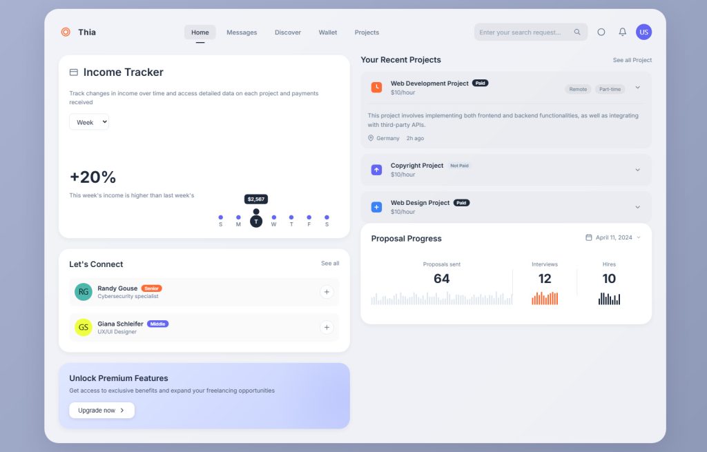 Income Tracker Web Dashboard Design Template