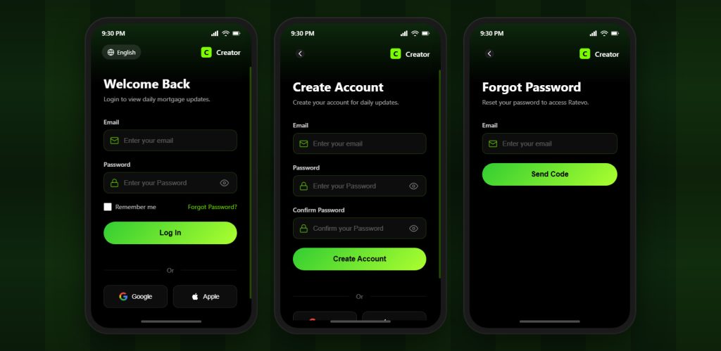 Login Forms Design with three phone mockups Template