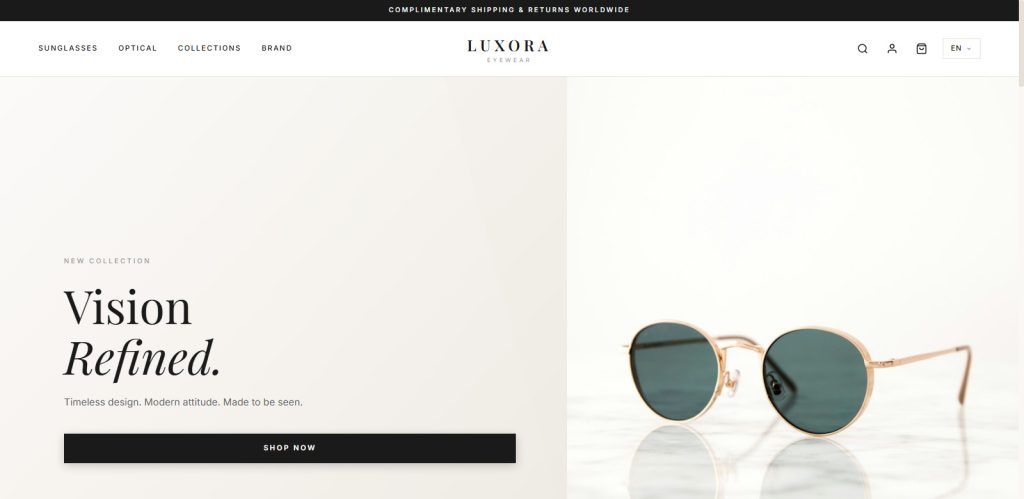 Eyeglasses Shop Website Design Template