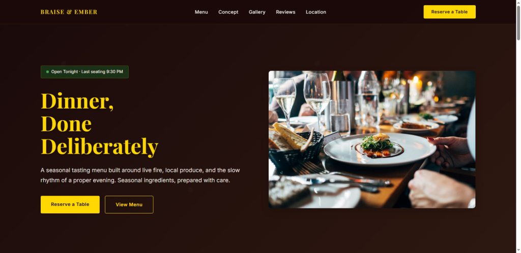 Restaurant Website Design Template