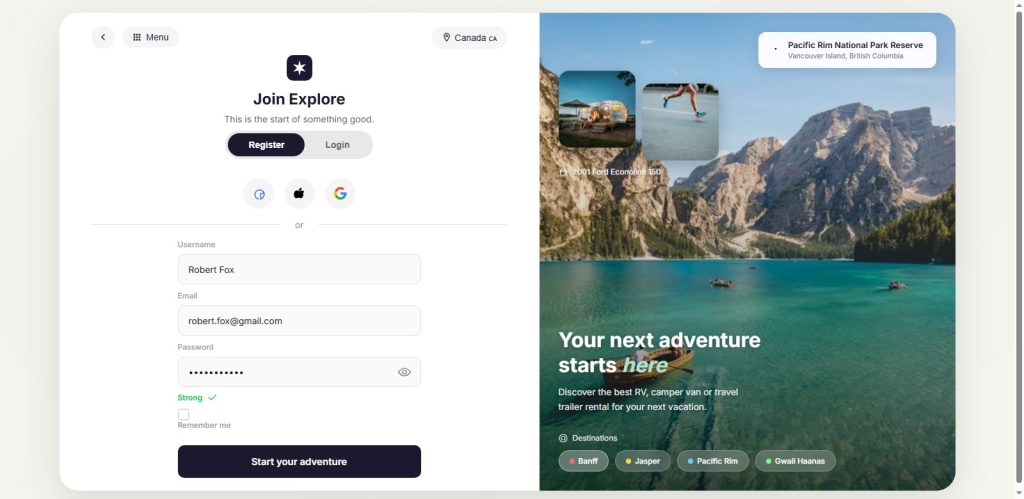 Thia Creator Adventure Login Forms Design Template