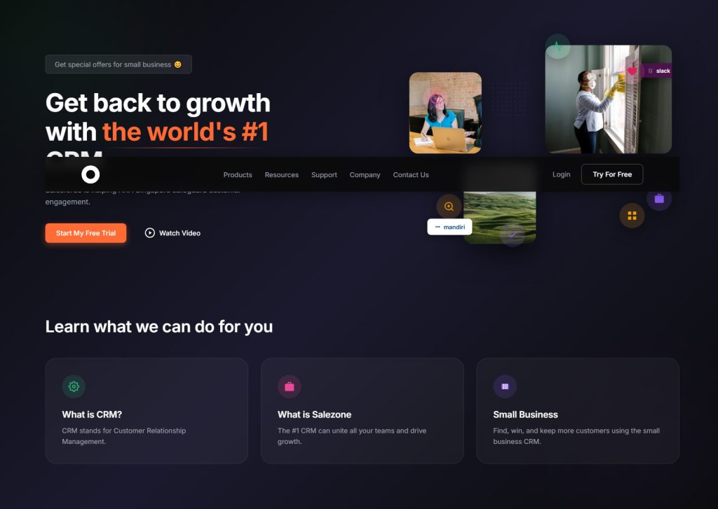CRM Hero Section Website Design Templates