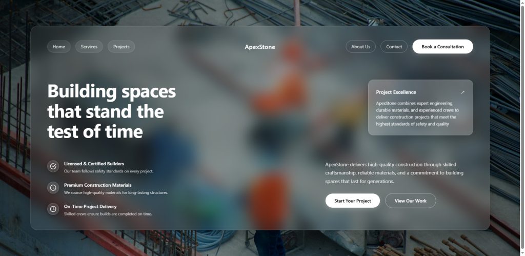 Construction Hero Section Website Design Templates