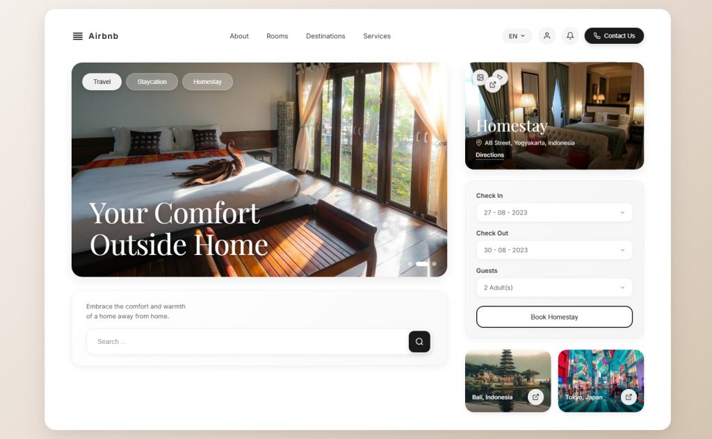 Airbnb Hero Section Website Design Templates