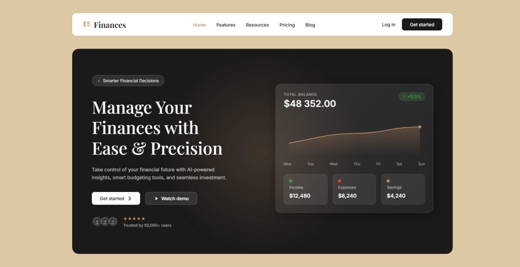 Finances Hero Section Website Design Templates