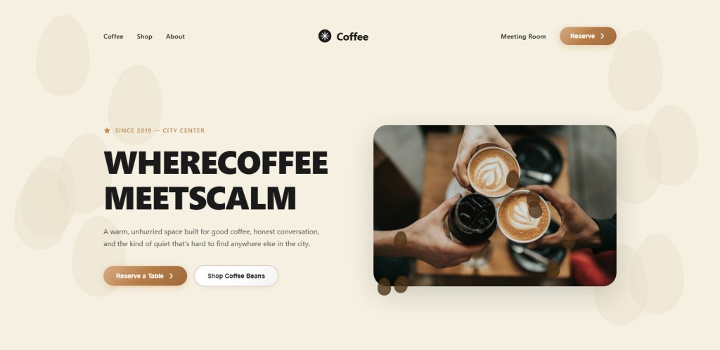 Coffee Shop Hero Section Website Design Templates