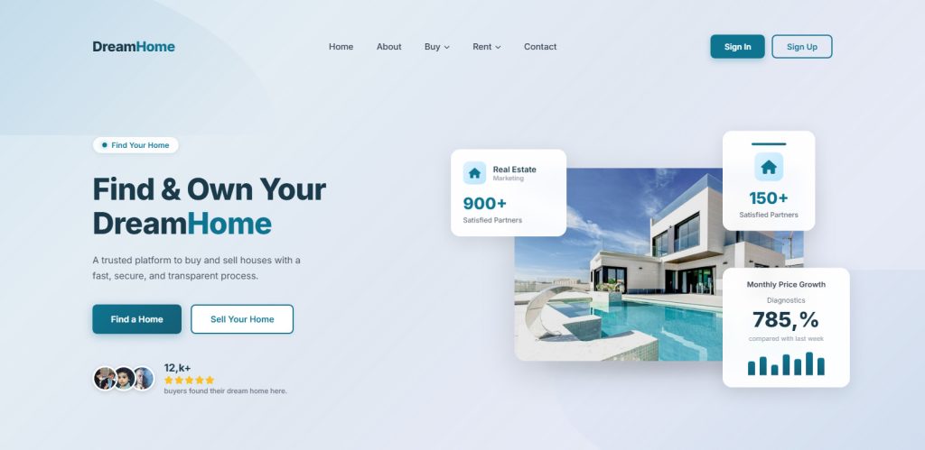 Real Estate Hero Section Website Design Templates