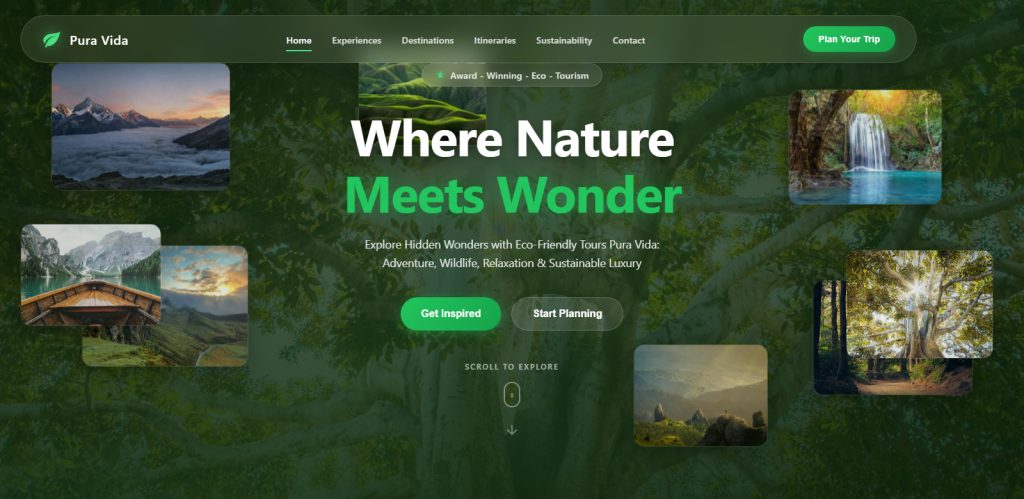 Nature Hero Section Website Design Template