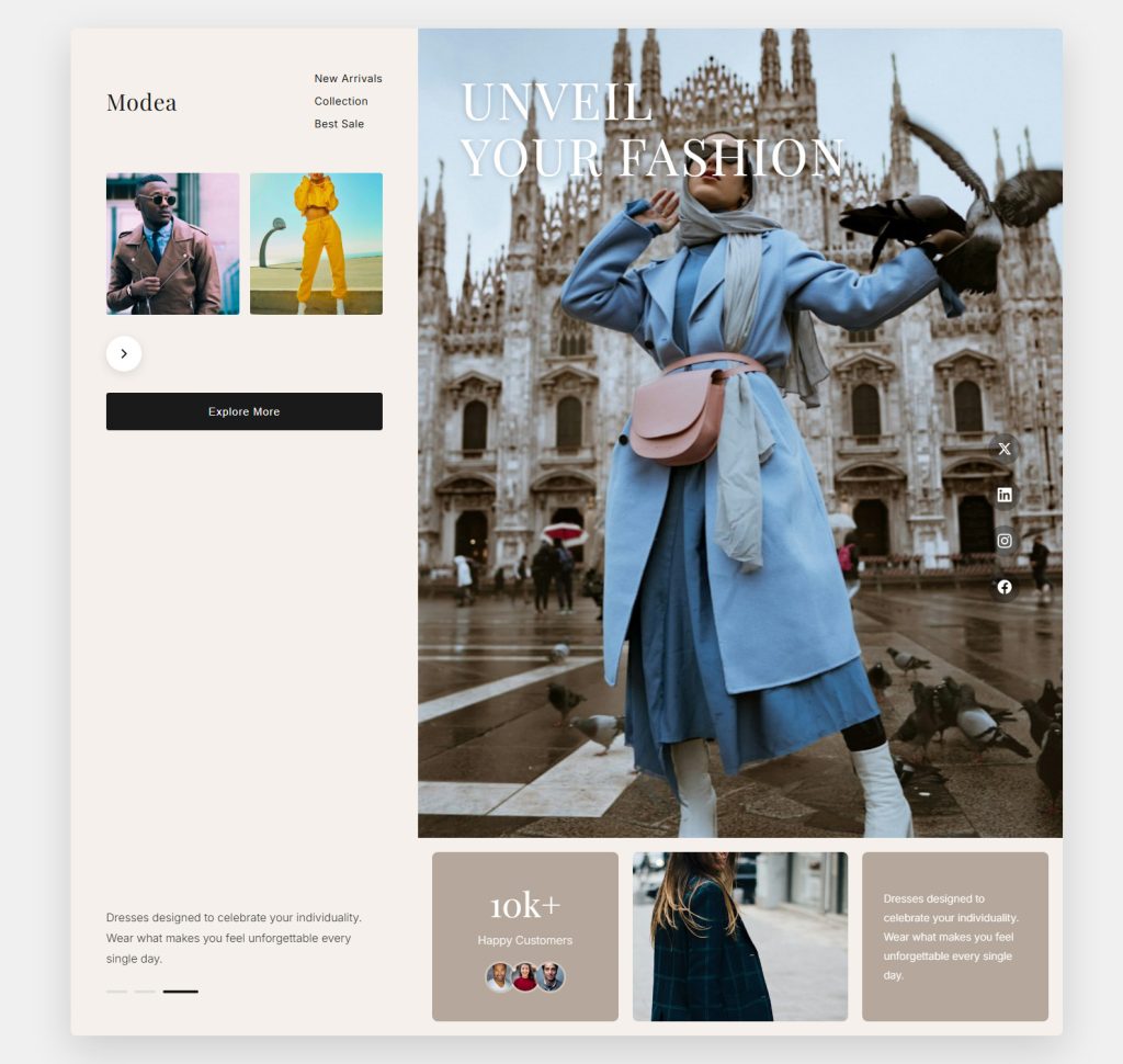Fashion Shop Hero Section Website Design Template
