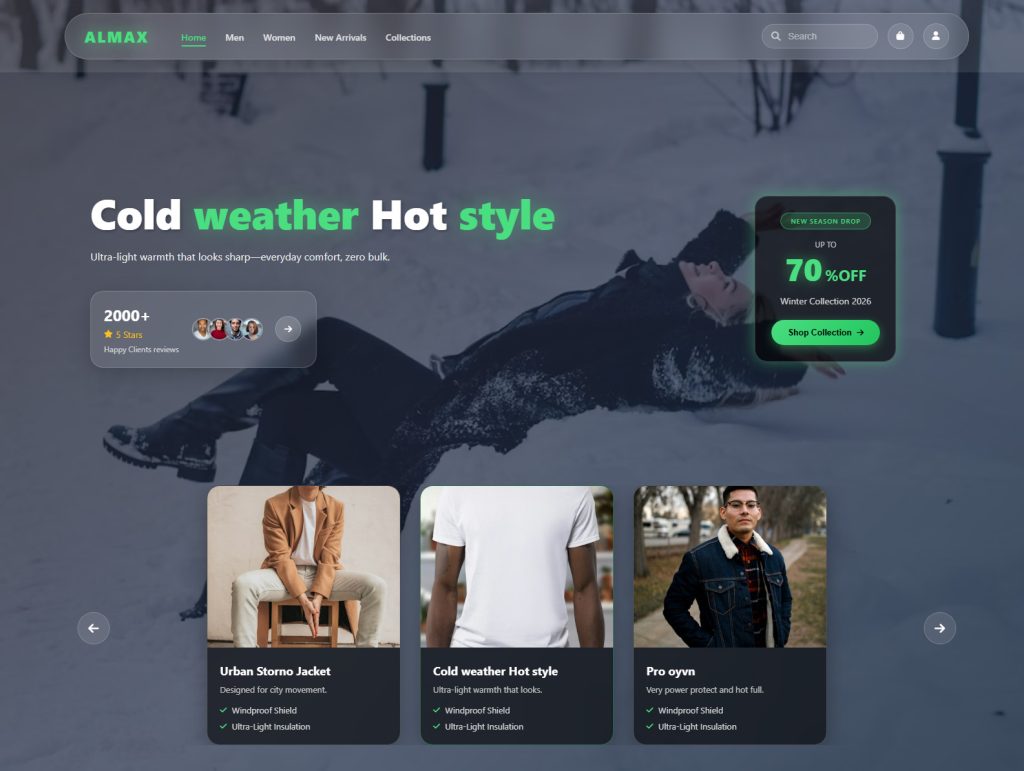 Fashion Shop Hero Section Website Design Template